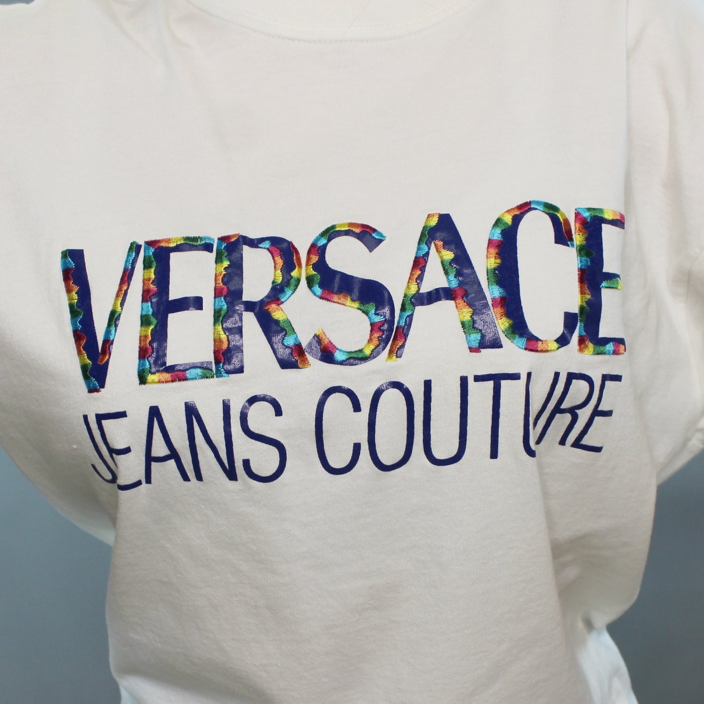 Vintage 90s Versace Jeans Couture Designer Embroidered T-Shirt