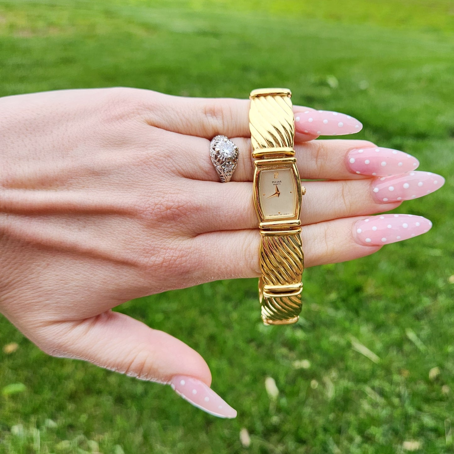 Vintage 90s Gold Tone Pulsar Bracelet Watch
