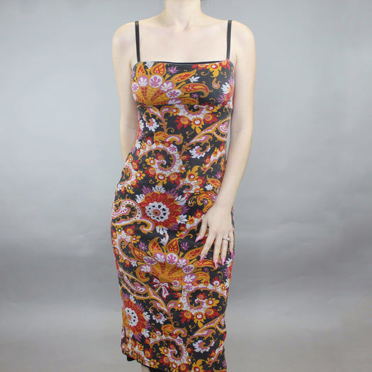 Vintage 90s Paisley Floral Bodycon Midi Dress by Necessary Objects from Ady Gluck-Frankel