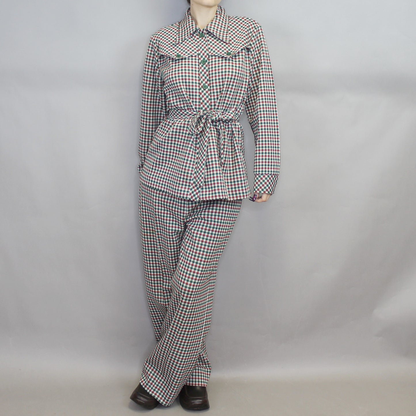 Vintage 70s Houndstooth Patterned Suit Set by Jane Colby