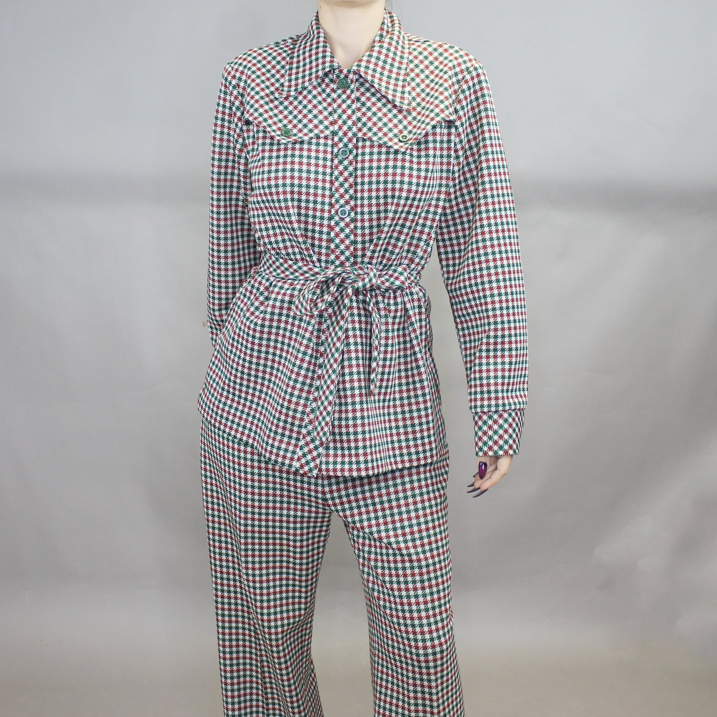 Vintage 70s Houndstooth Patterned Suit Set by Jane Colby
