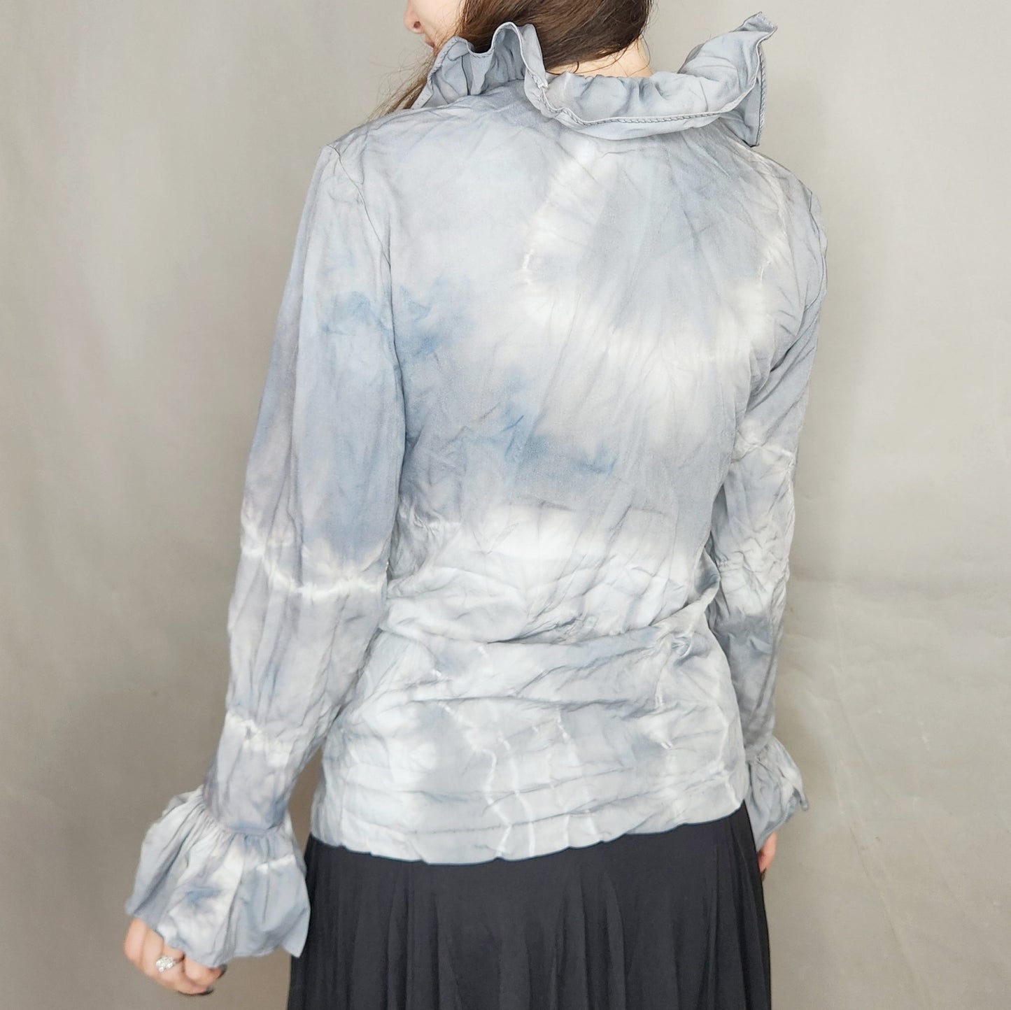 Vintage 70s Dyed Gothic Vampire Ruffle Blouse by Rhoda Lee