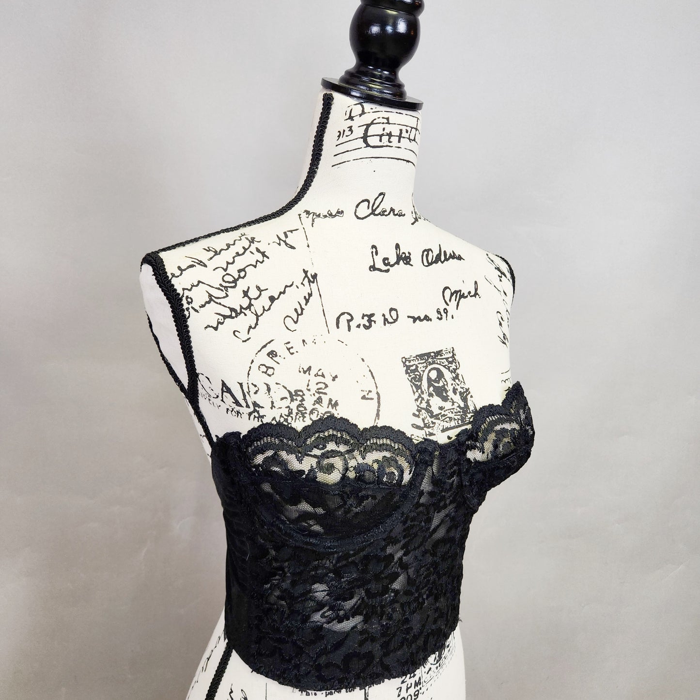 Vintage 80s Victoria's Secret Gold Label Black Lace Bustier