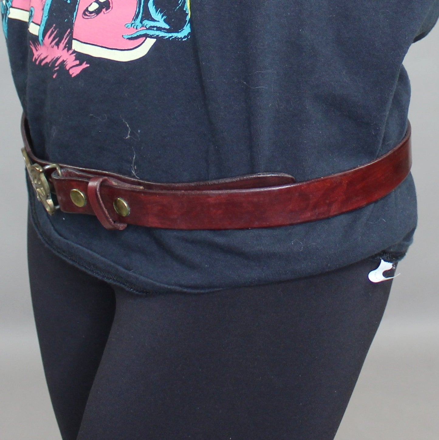 Vintage 70s Brass Butterfly Leather Belt