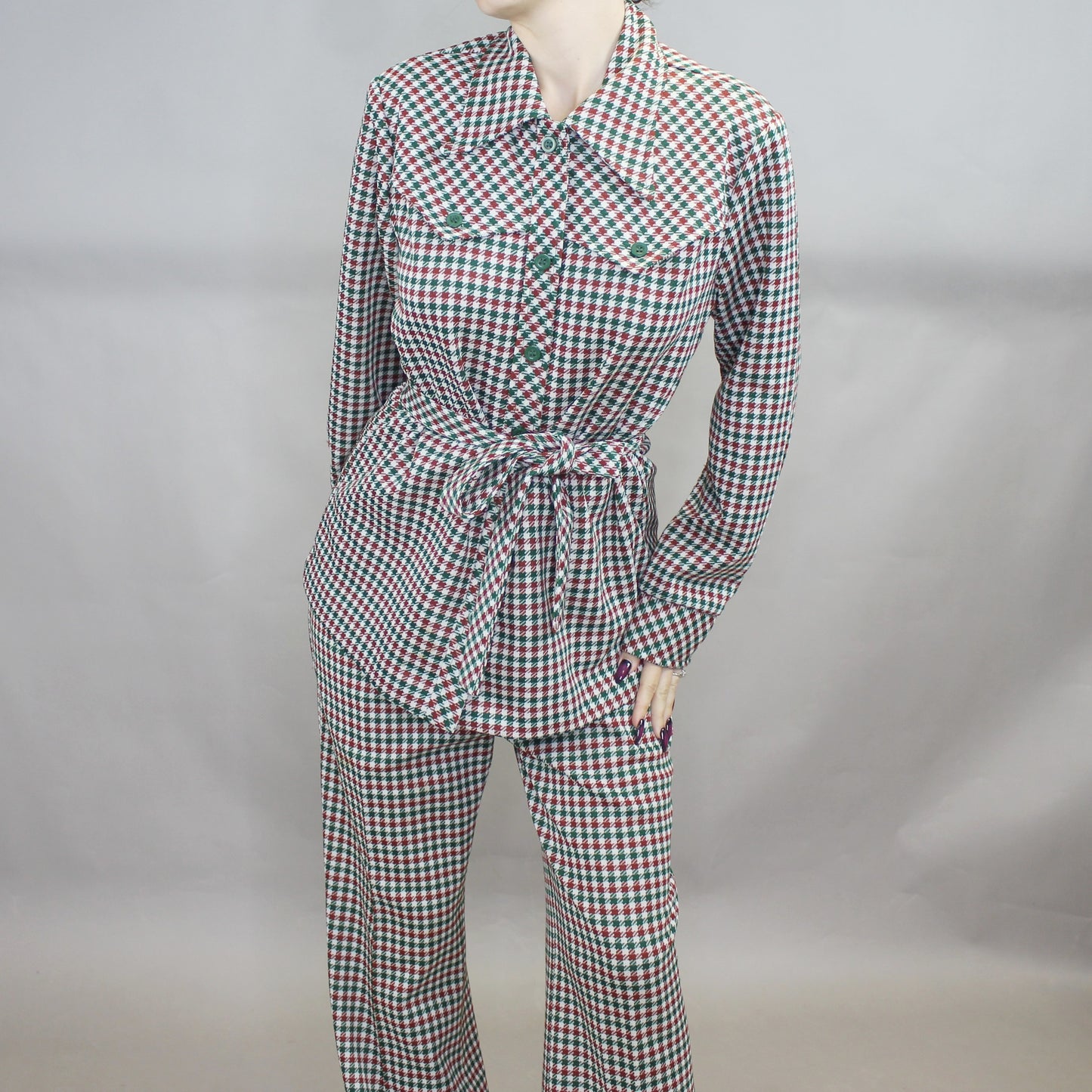 Vintage 70s Houndstooth Patterned Suit Set by Jane Colby