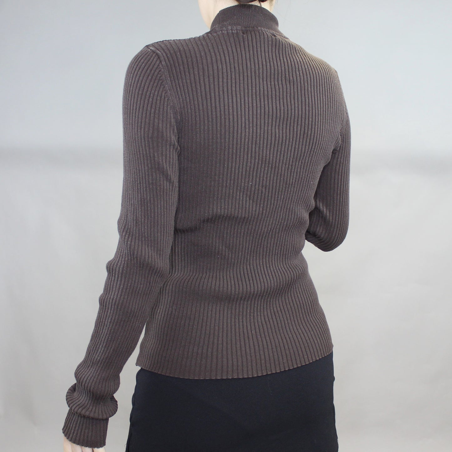 Vintage Y2k Long Sleeve Ribbed Mock Neck by August Silk