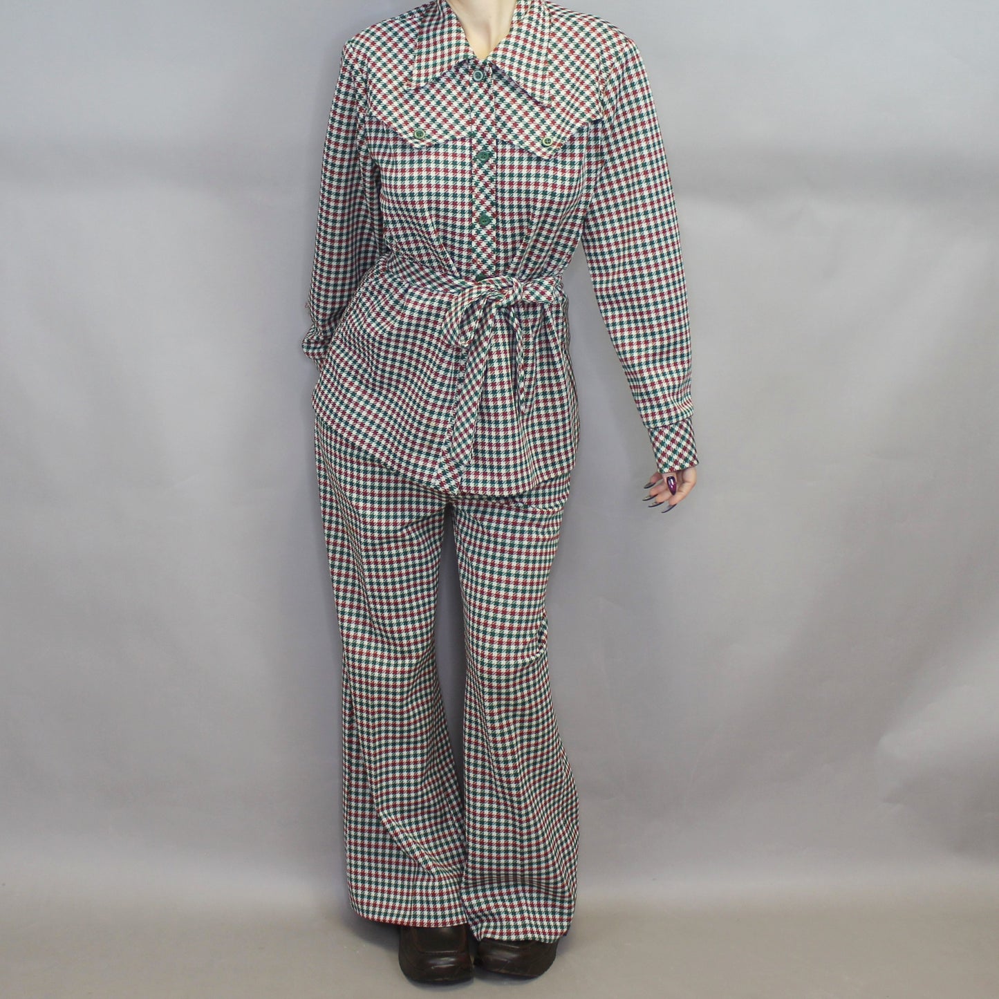 Vintage 70s Houndstooth Patterned Suit Set by Jane Colby