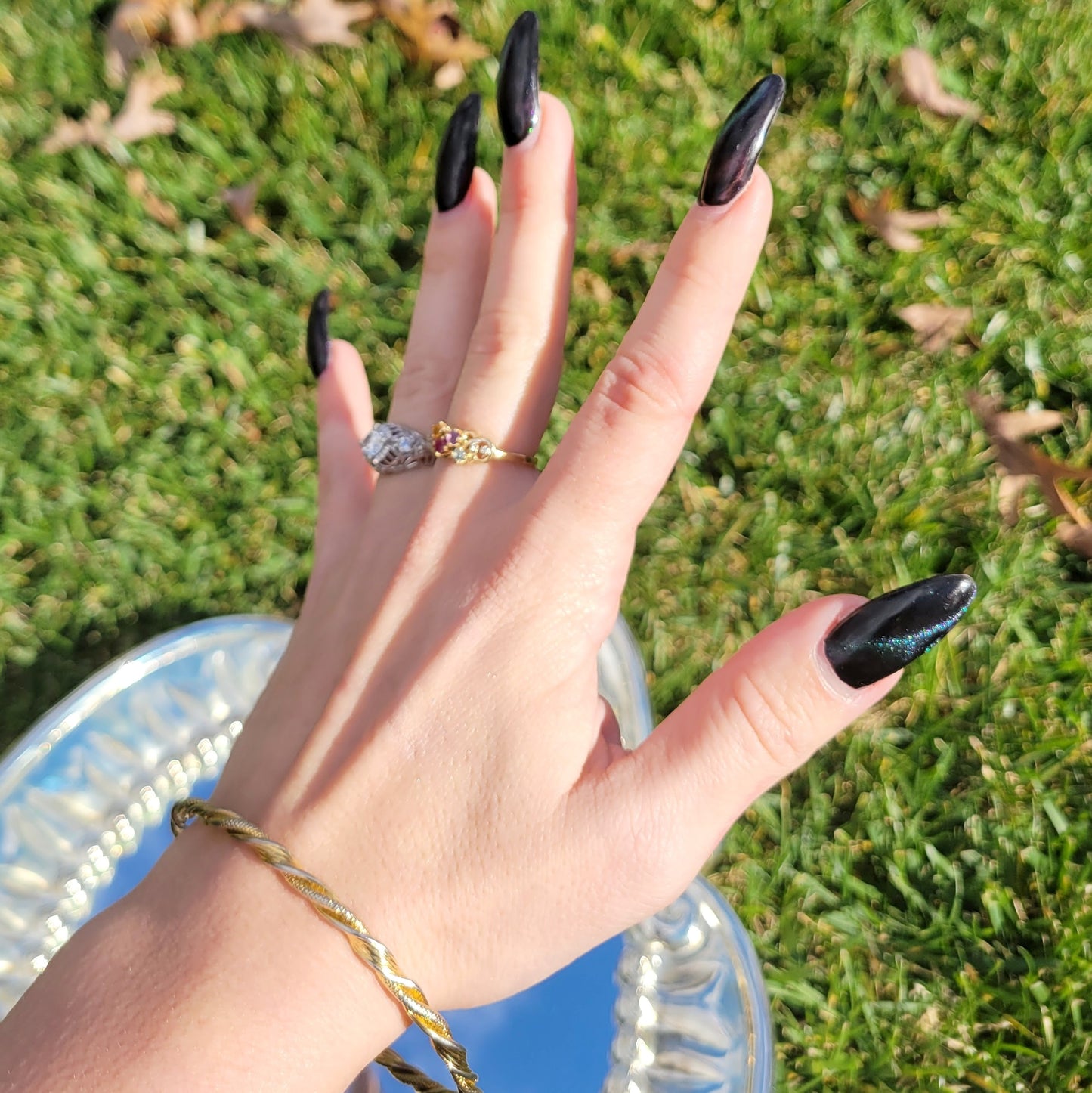 Vintage 90s 14k Gold Multi-stone Ring