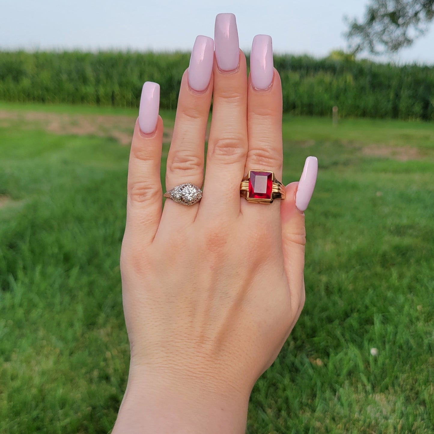 Antique Art Deco 10k Gold Giant Ruby Ring Men's Ring in Original Vintage 20s Celluloid Box by John A. Schultz