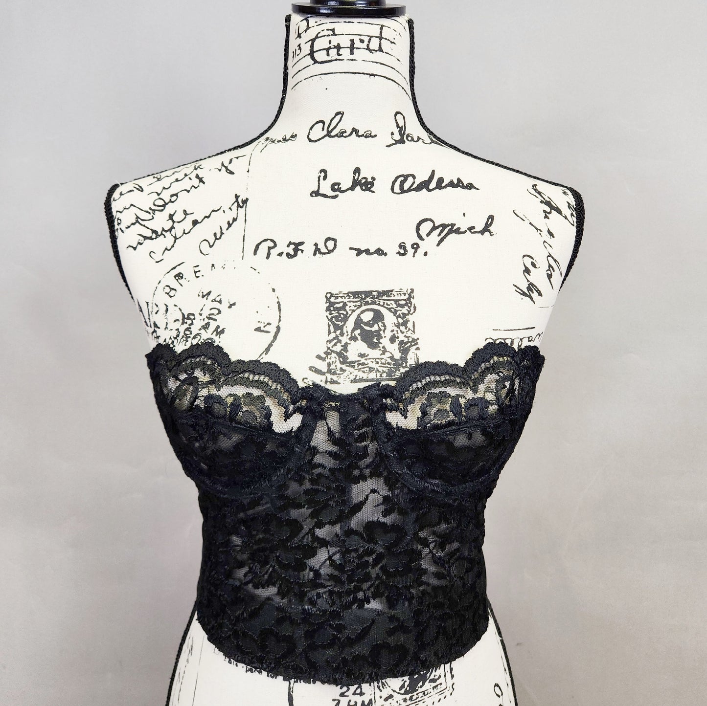 Vintage 80s Victoria's Secret Gold Label Black Lace Bustier