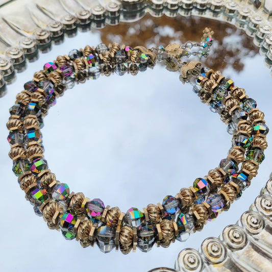 Vintage 50s Aurora Borealis Crystal Necklace Fairy Glam by Vendome