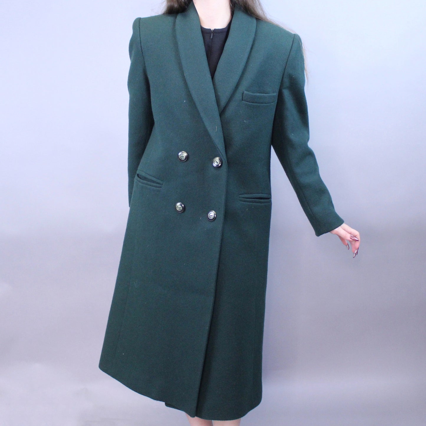 Vintage 80s Formal Green Overcoat