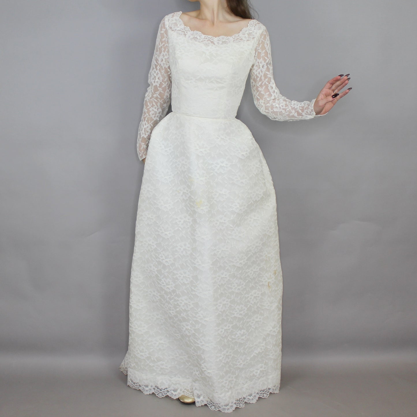 Vintage 60s Lace A-line Wedding Dress