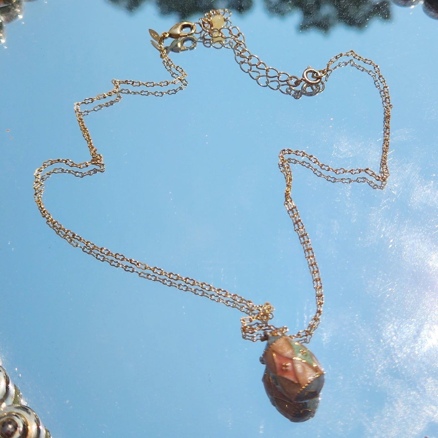 Vintage 80s Pastel Faberge Egg Necklace by Avon