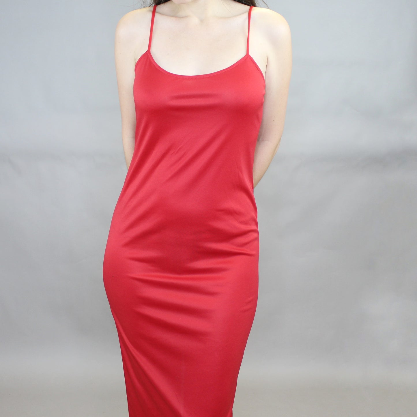 Vintage 80s Red Maxi Length Slip Dress