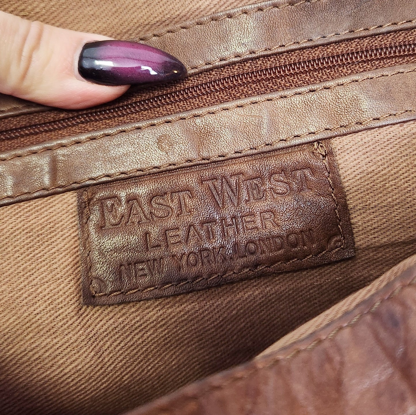 Vintage 80s Brown Leather Messenger Bag by East West