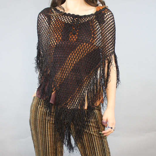 Vintage Y2k Fringe Poncho by Say What?