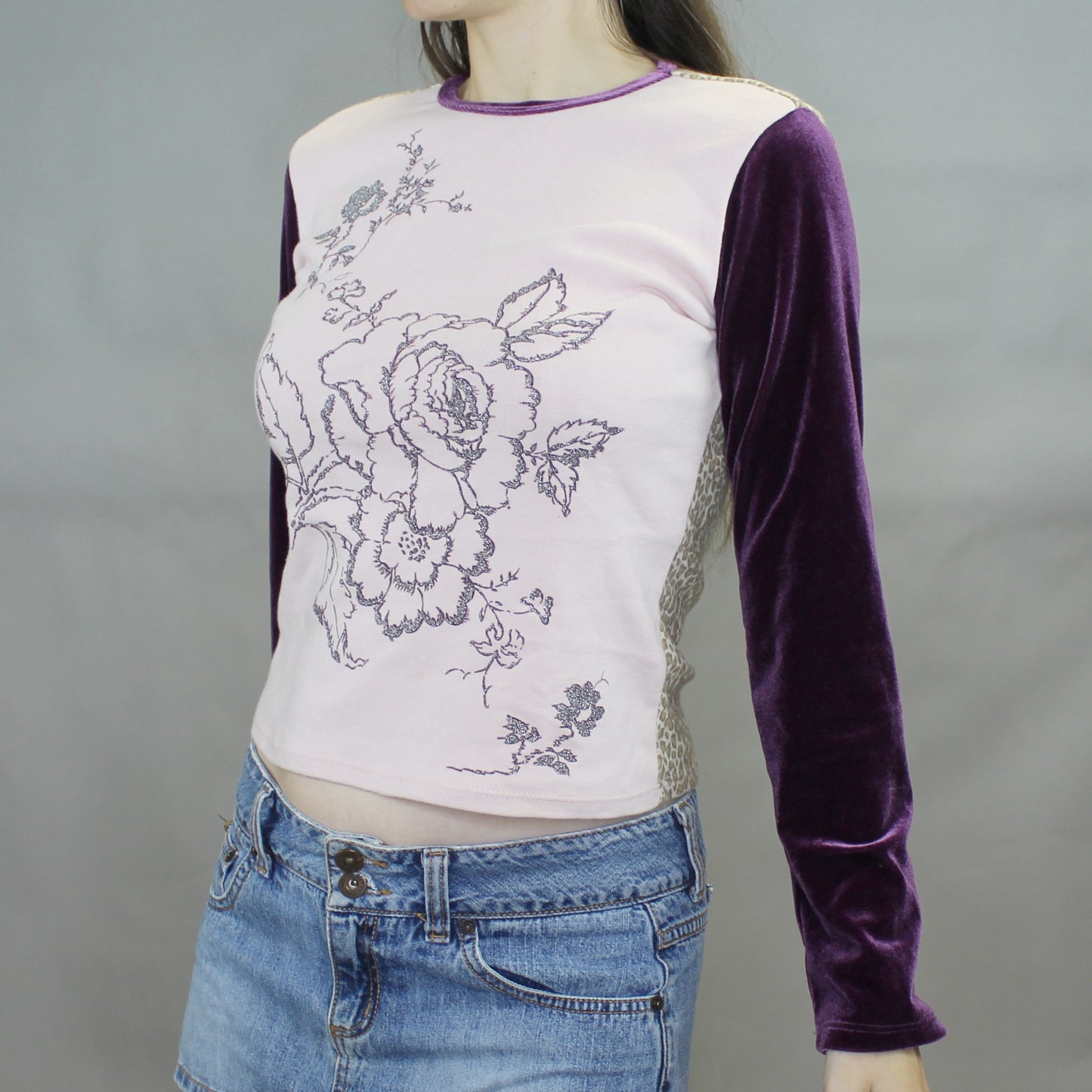 Vintage Y2k Patchwork Long Sleeve Baby Tee by Gap