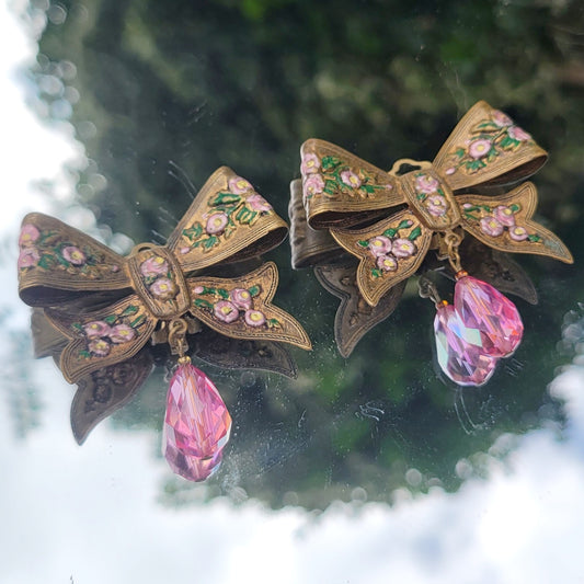 Vintage 70s Giant Coquette Bow Earrings