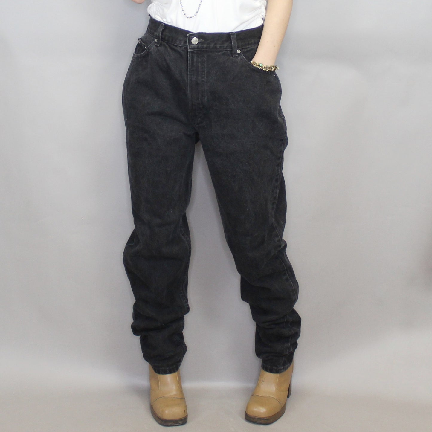 Vintage 90s Black Denim High Waisted Slim Fit Mom Jeans by Gap