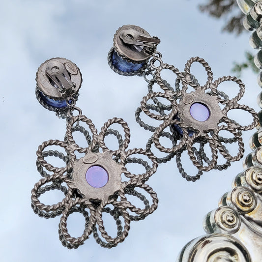 Vintage 90s does 70s Groovy Hippie Giant Daisy Earrings by Express