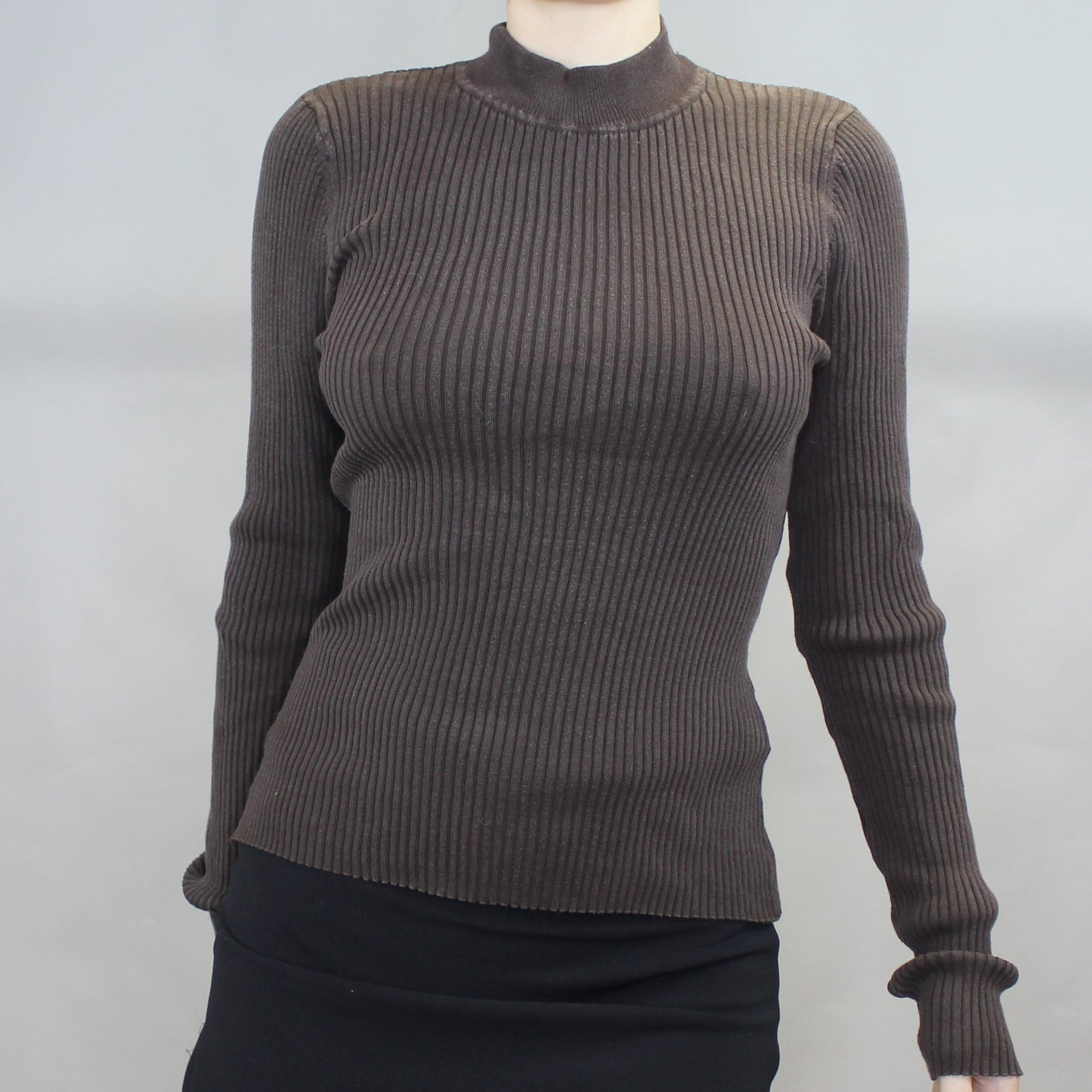 Vintage Y2k Long Sleeve Ribbed Mock Neck by August Silk
