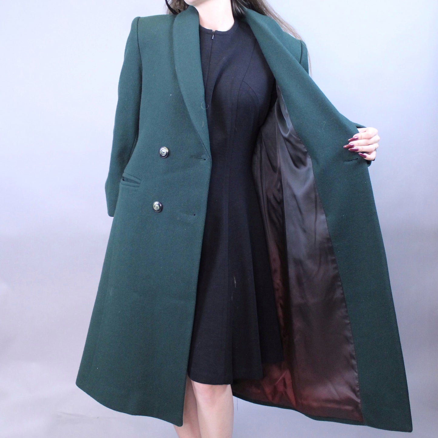 Vintage 80s Formal Green Overcoat