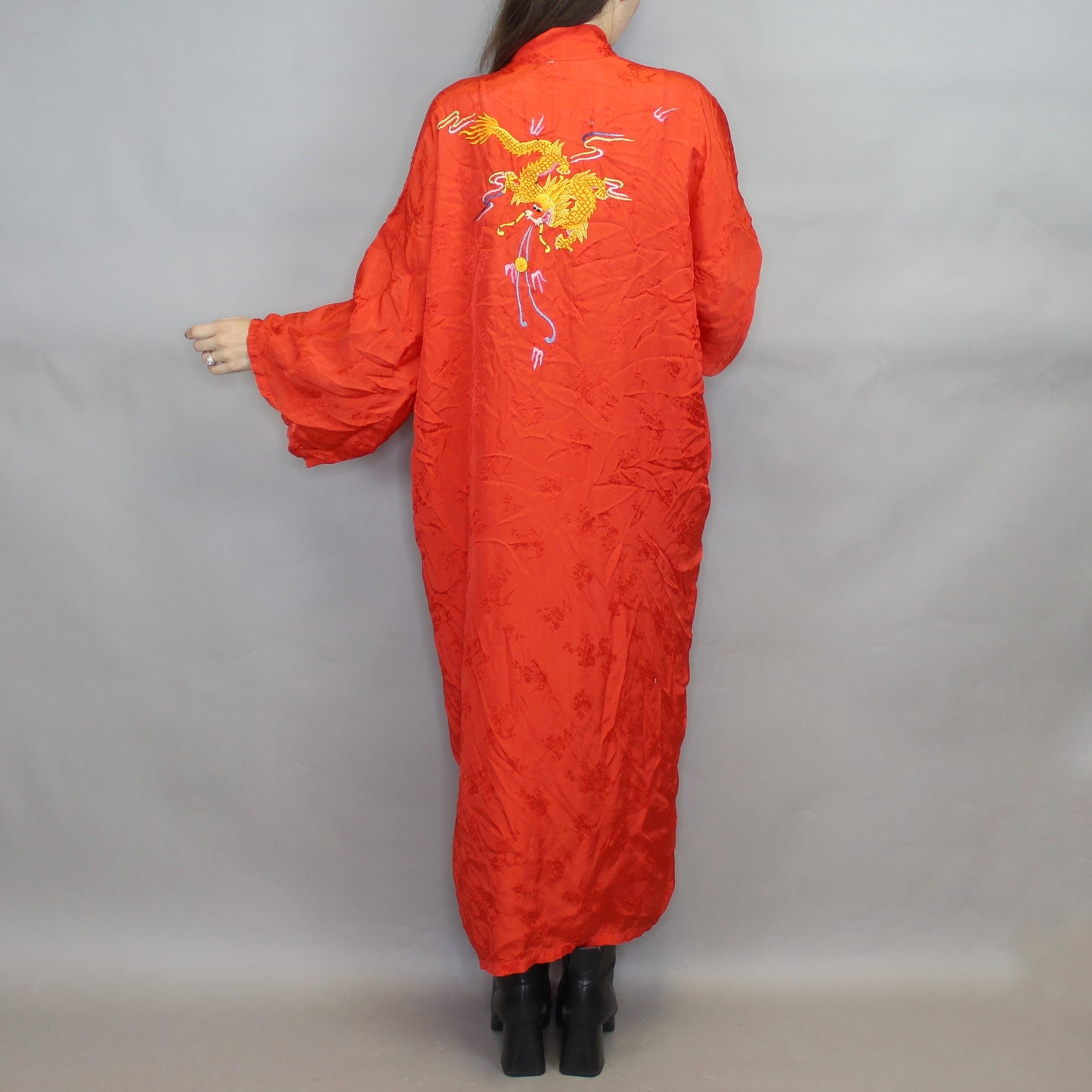 Vintage 70s Dragon Embroidered Kimono Robe