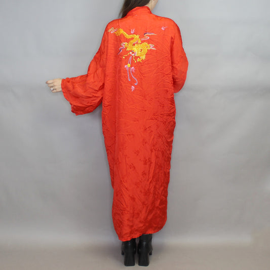 Vintage 70s Dragon Embroidered Kimono Robe