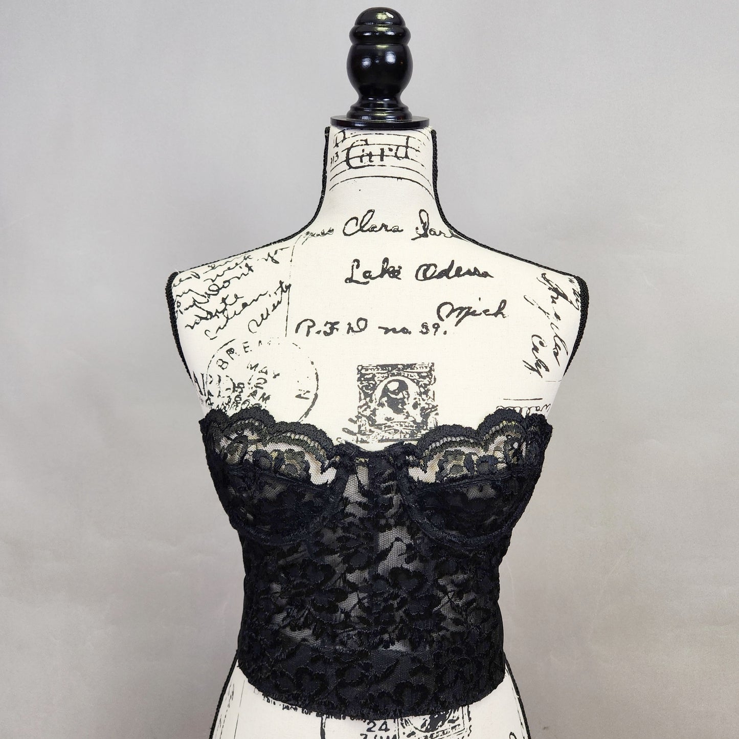 Vintage 80s Victoria's Secret Gold Label Black Lace Bustier
