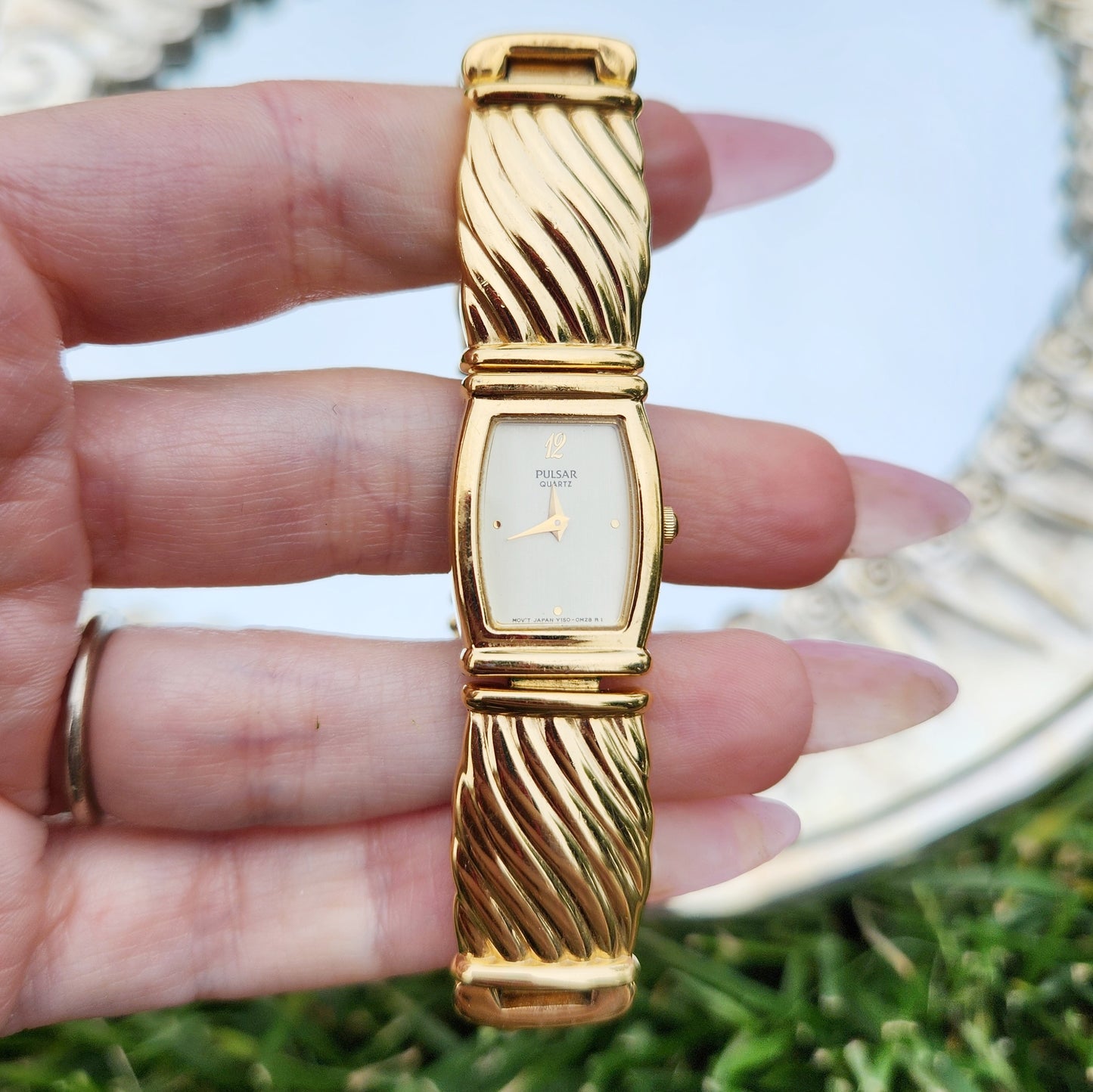 Vintage 90s Gold Tone Pulsar Bracelet Watch