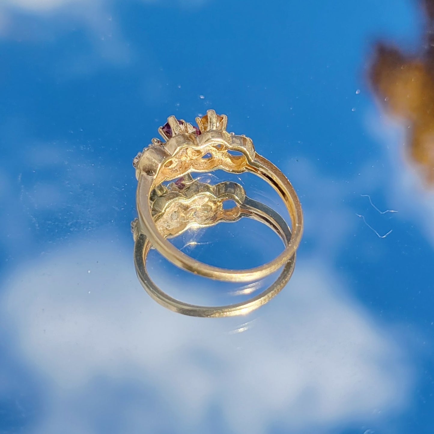 Vintage 90s 14k Gold Multi-stone Ring