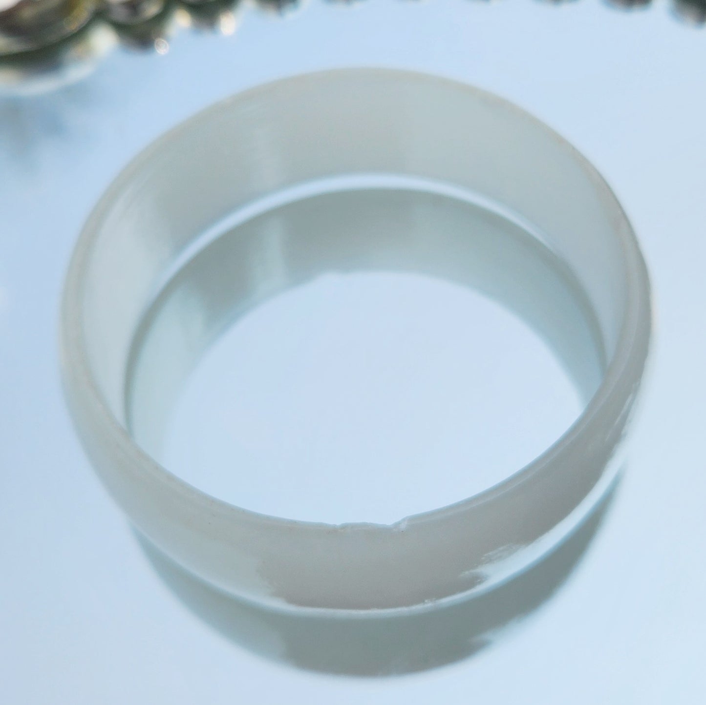 Vintage 80s White. Jade Bangle Bracelet