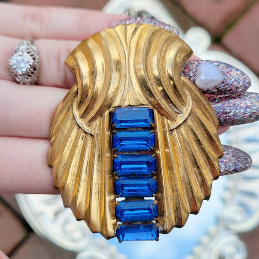 Vintage 40s Victory Wings/Egyptian Revival Brooch