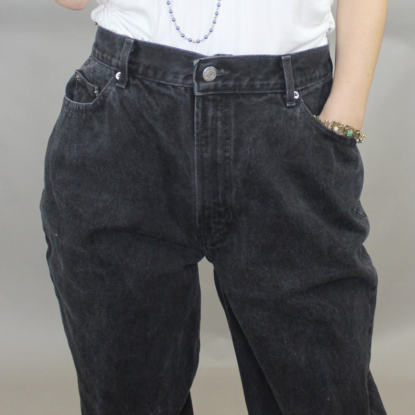 Vintage 90s Black Denim High Waisted Slim Fit Mom Jeans by Gap