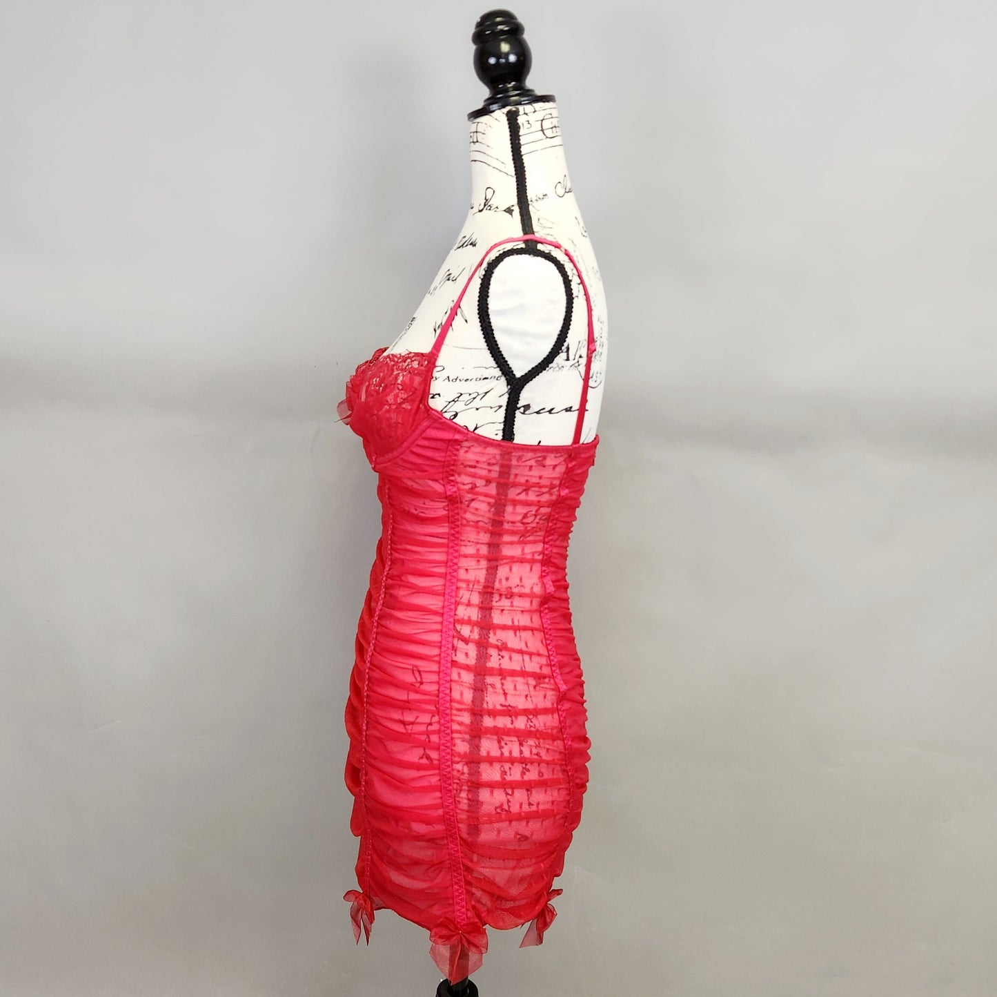 Red Ruched Micromesh Chemise Lingerie from Sexy Little Things by Victoria's Secret