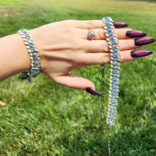 Vintage 60s Aurora Borealis Rhinestone Jewelry Set Bracelet & Choker