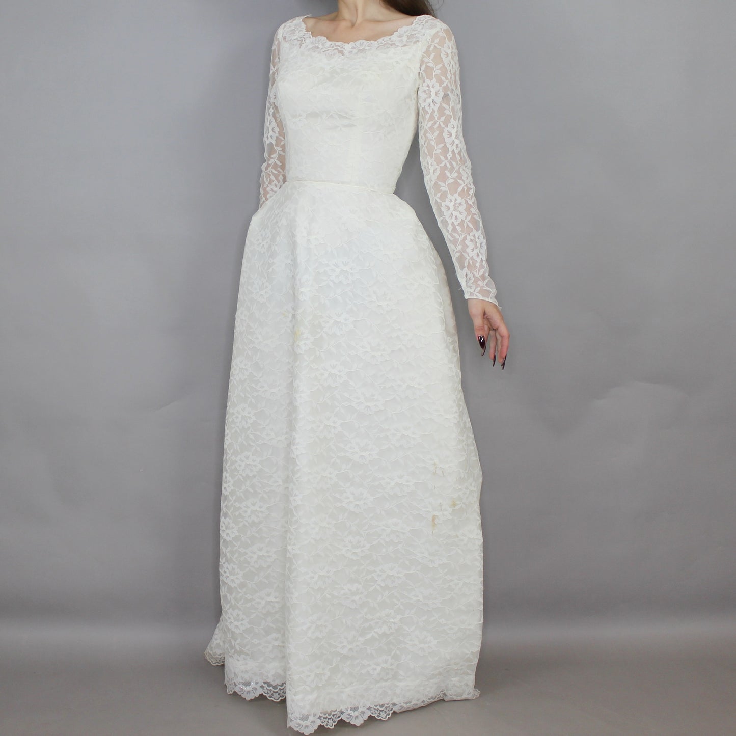 Vintage 60s Lace A-line Wedding Dress