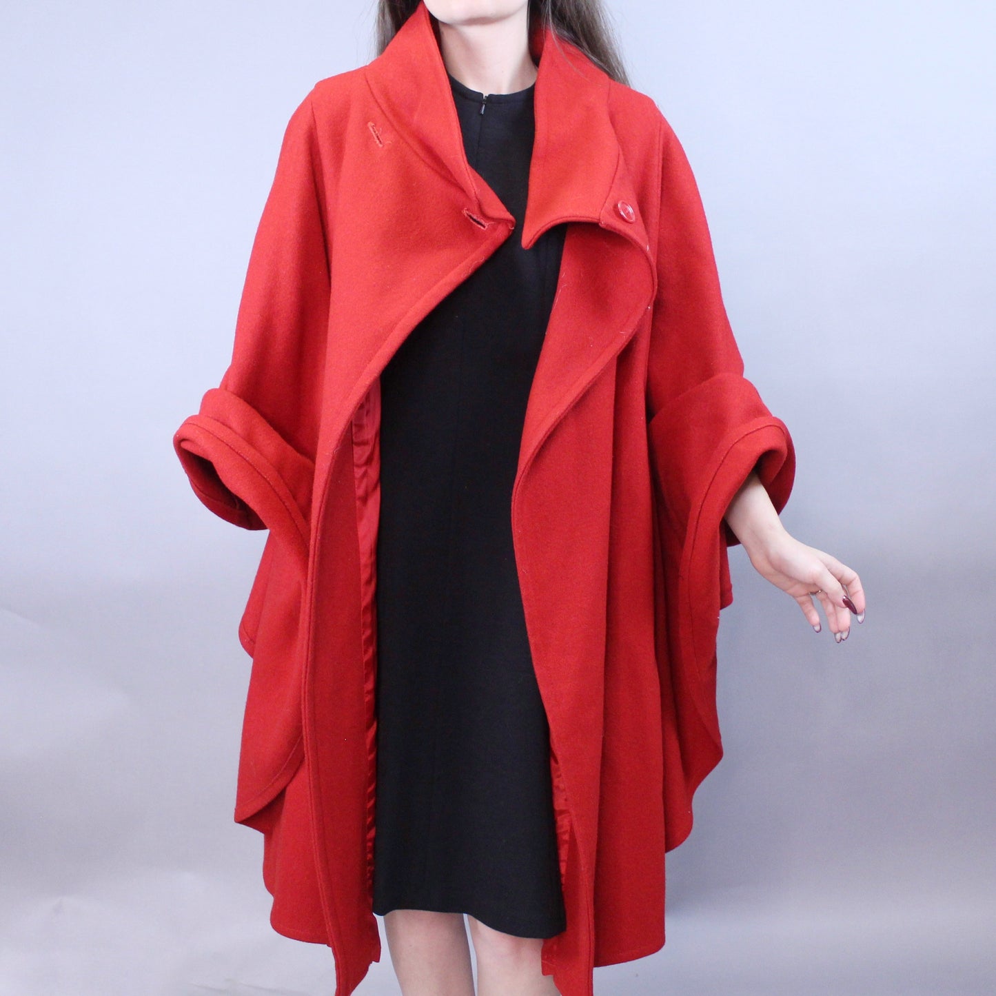 Vintage 80s Little Red Cape Coat