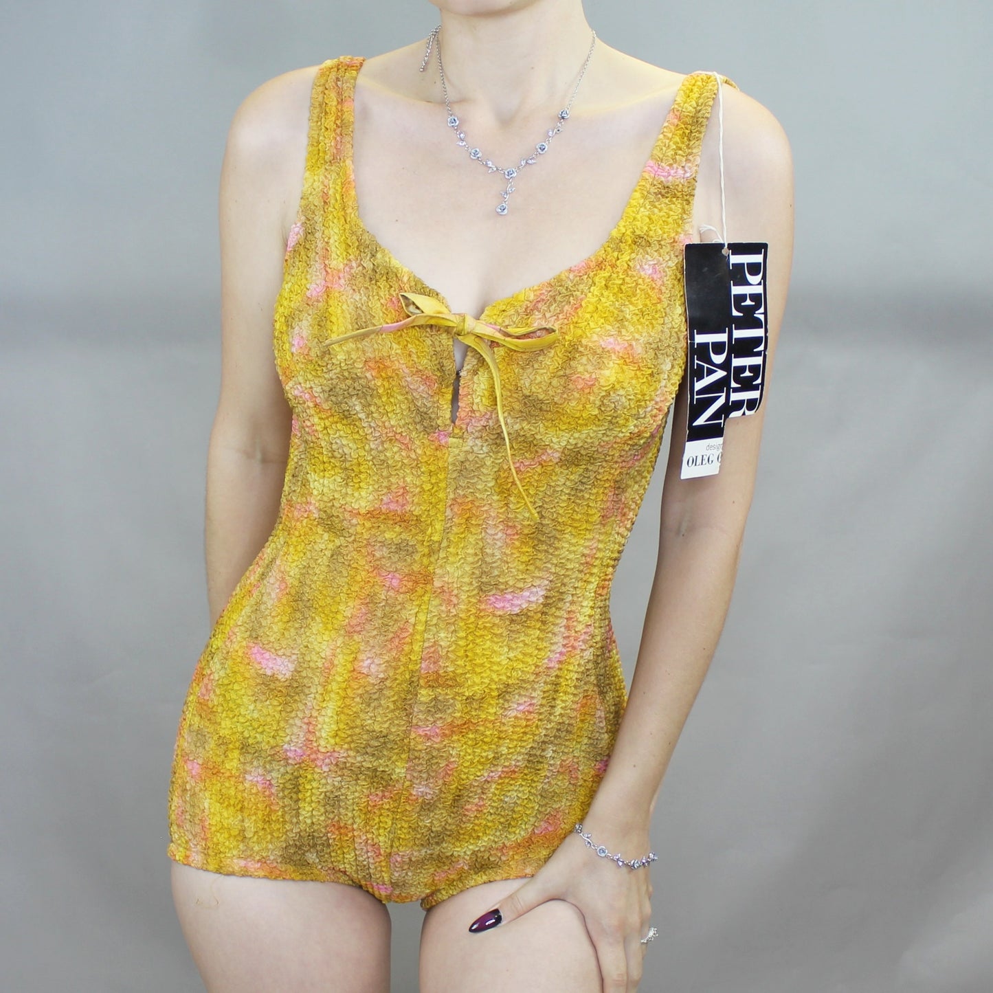 Deadstock NWT Vintage 60s Shirred Swimsuit from Peter Pan by Oleg Cassini