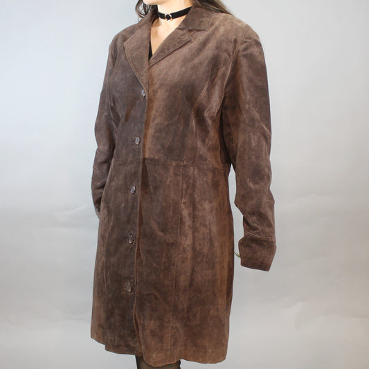 Vintage Y2k Brown Suede Mid-length Coat by Style&Co. Collections