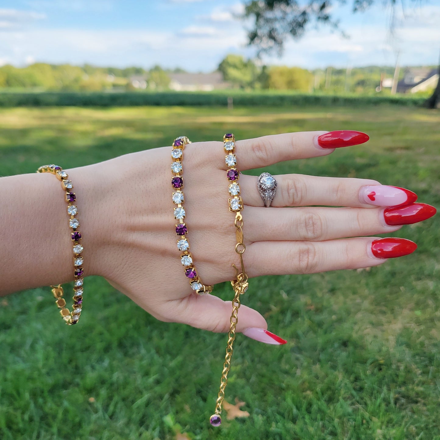 Vintage 90s Matching Jewelry Set Signed Tennis Bracelet and Crystal Choker by Trifari