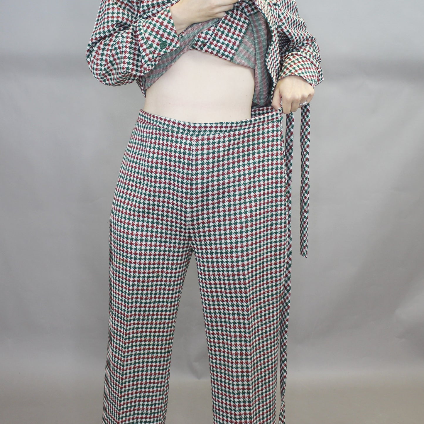 Vintage 70s Houndstooth Patterned Suit Set by Jane Colby
