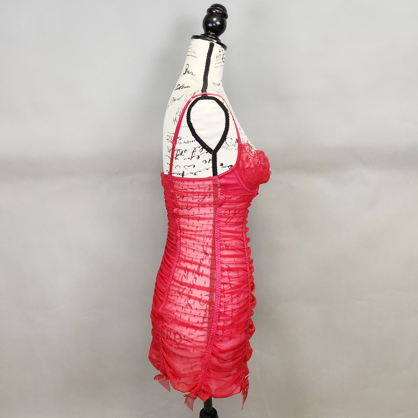 Red Ruched Micromesh Chemise Lingerie from Sexy Little Things by Victoria's Secret