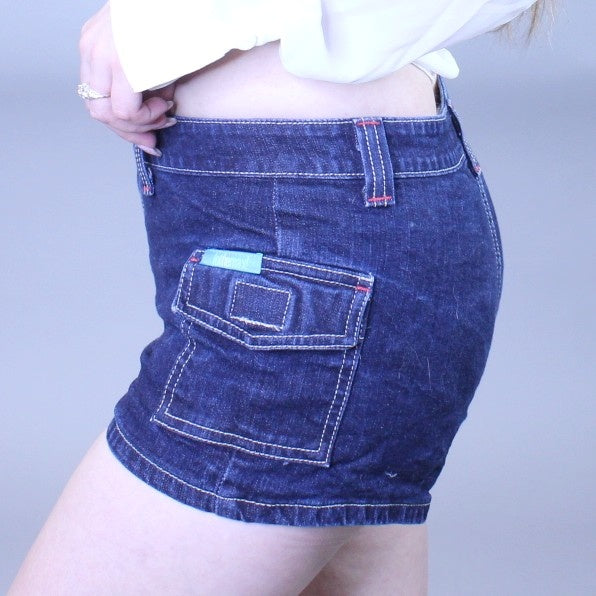 Vintage Y2k Low Rise Denim Cargo Micro Mini Shorts by TotheMax!