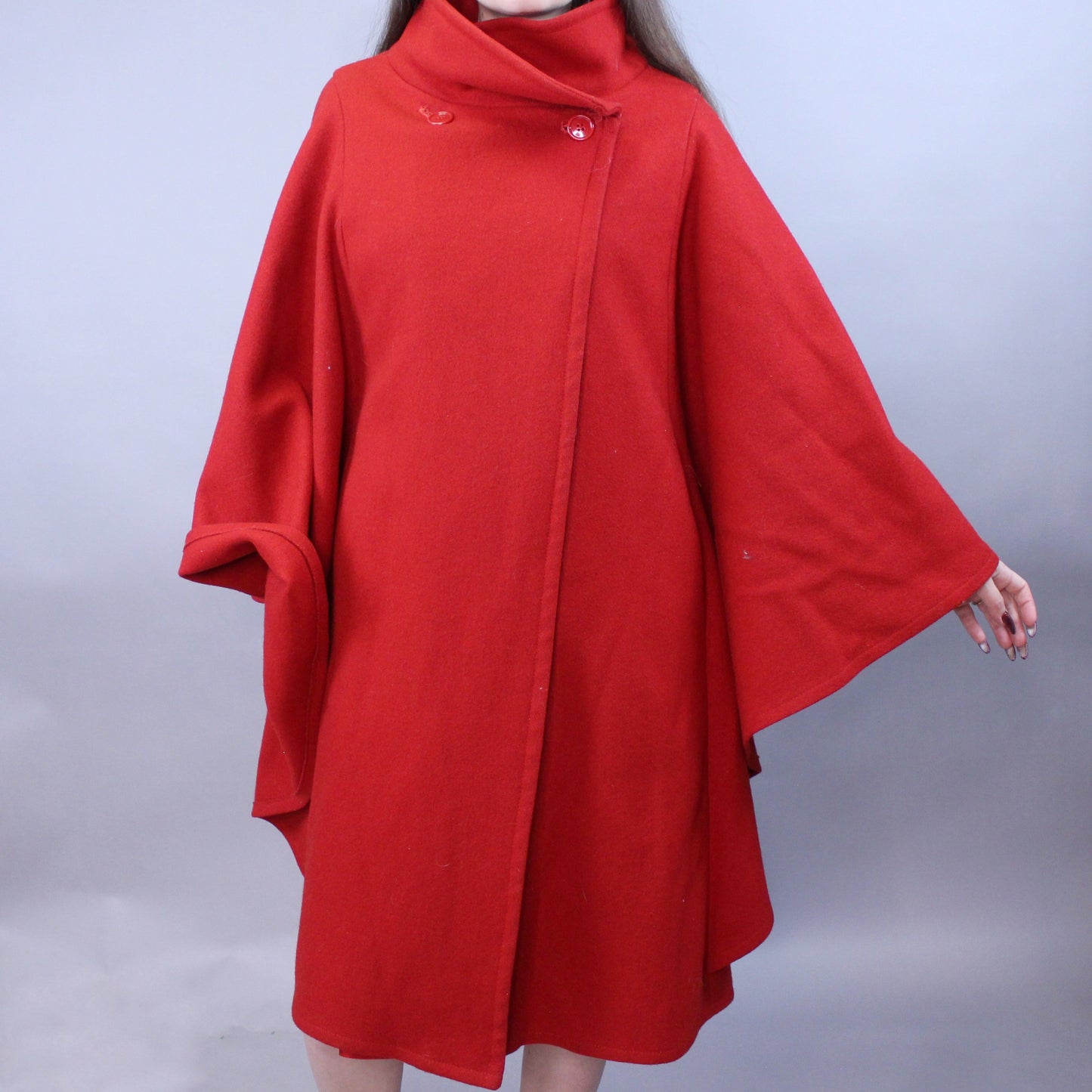 Vintage 80s Little Red Cape Coat