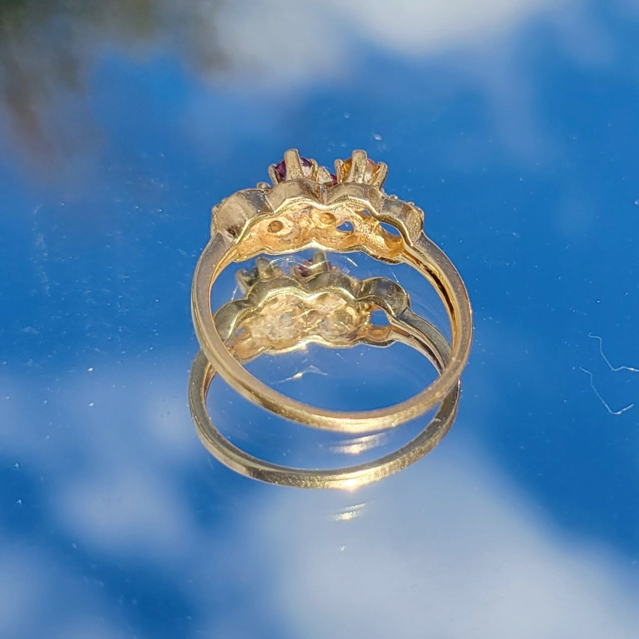 Vintage 90s 14k Gold Multi-stone Ring