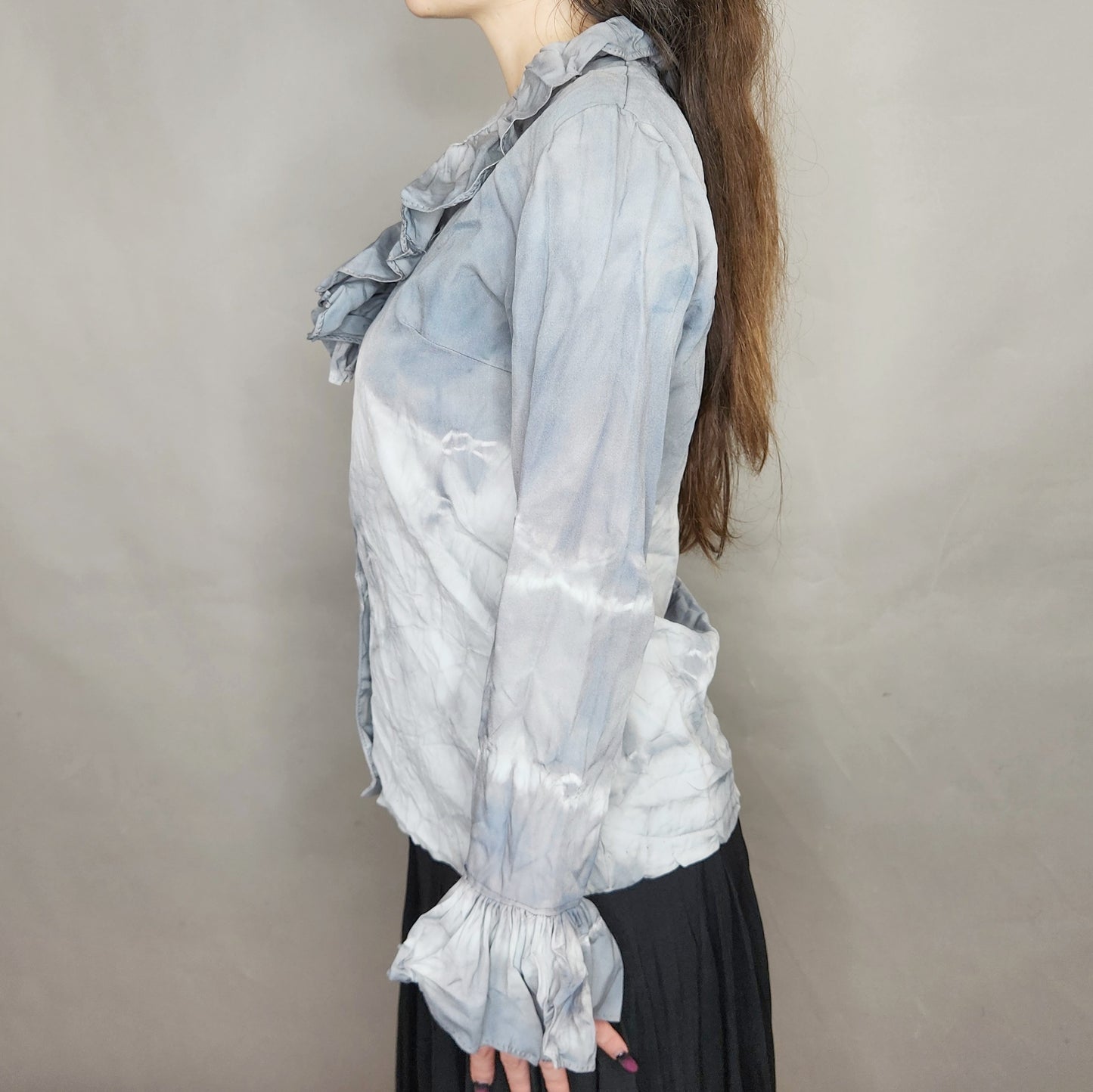 Vintage 70s Dyed Gothic Vampire Ruffle Blouse by Rhoda Lee