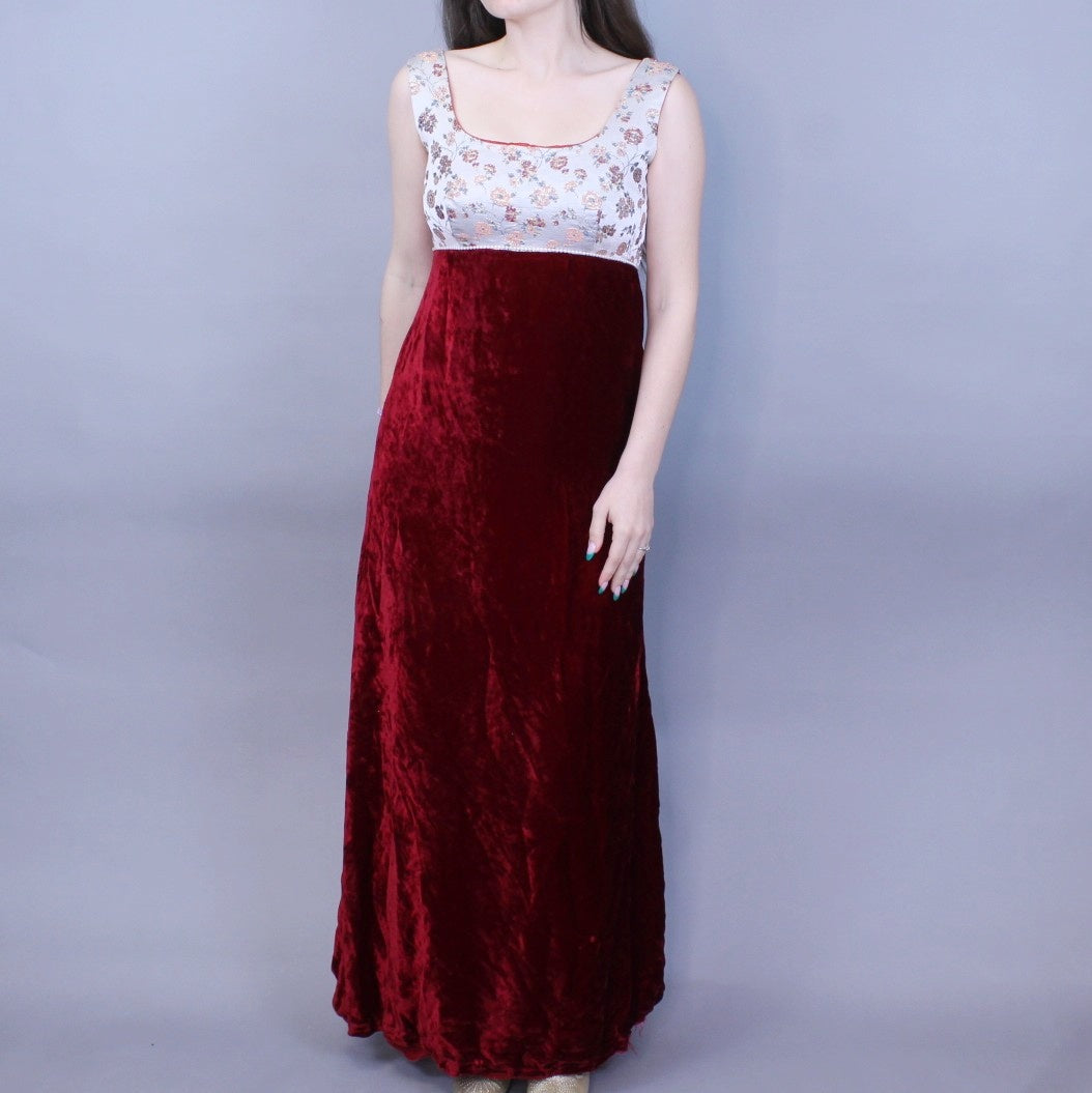 Vintage 70s Velvet Babydoll Evening Gown