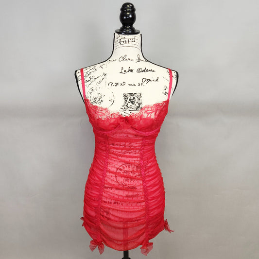 Red Ruched Micromesh Chemise Lingerie from Sexy Little Things by Victoria's Secret